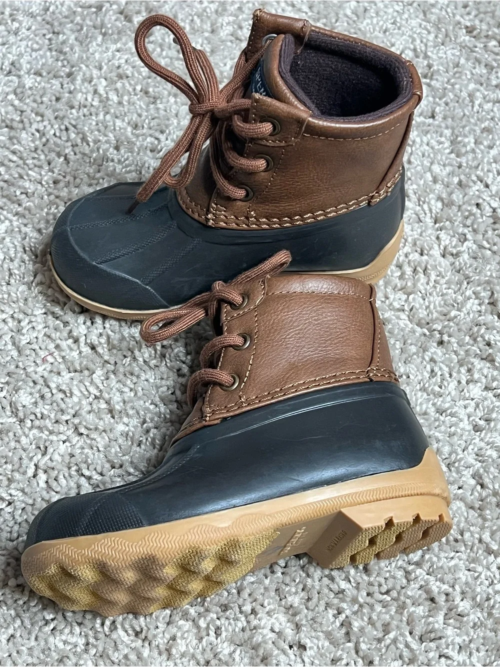 7 Kids Brown and Black Duck Boots - Comfort & Weather Protection